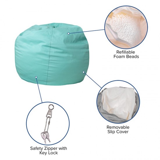 Small Solid Mint Green Bean Bag Chair for Kids and Teens