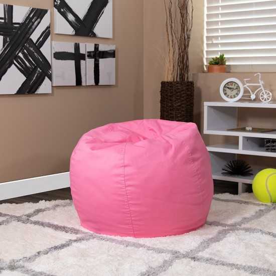 Small Solid Light Pink Bean Bag Chair for Kids and Teens