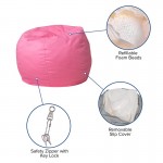 Small Solid Light Pink Bean Bag Chair for Kids and Teens