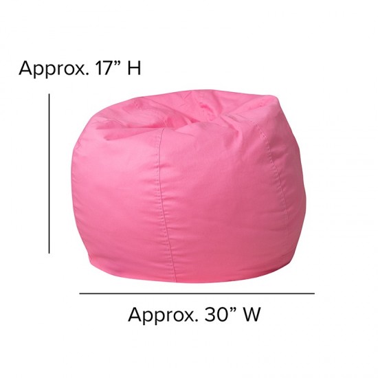 Small Solid Light Pink Bean Bag Chair for Kids and Teens