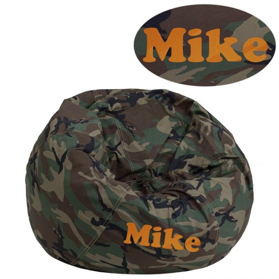 Personalized Small Camouflage Bean Bag Chair for Kids and Teens