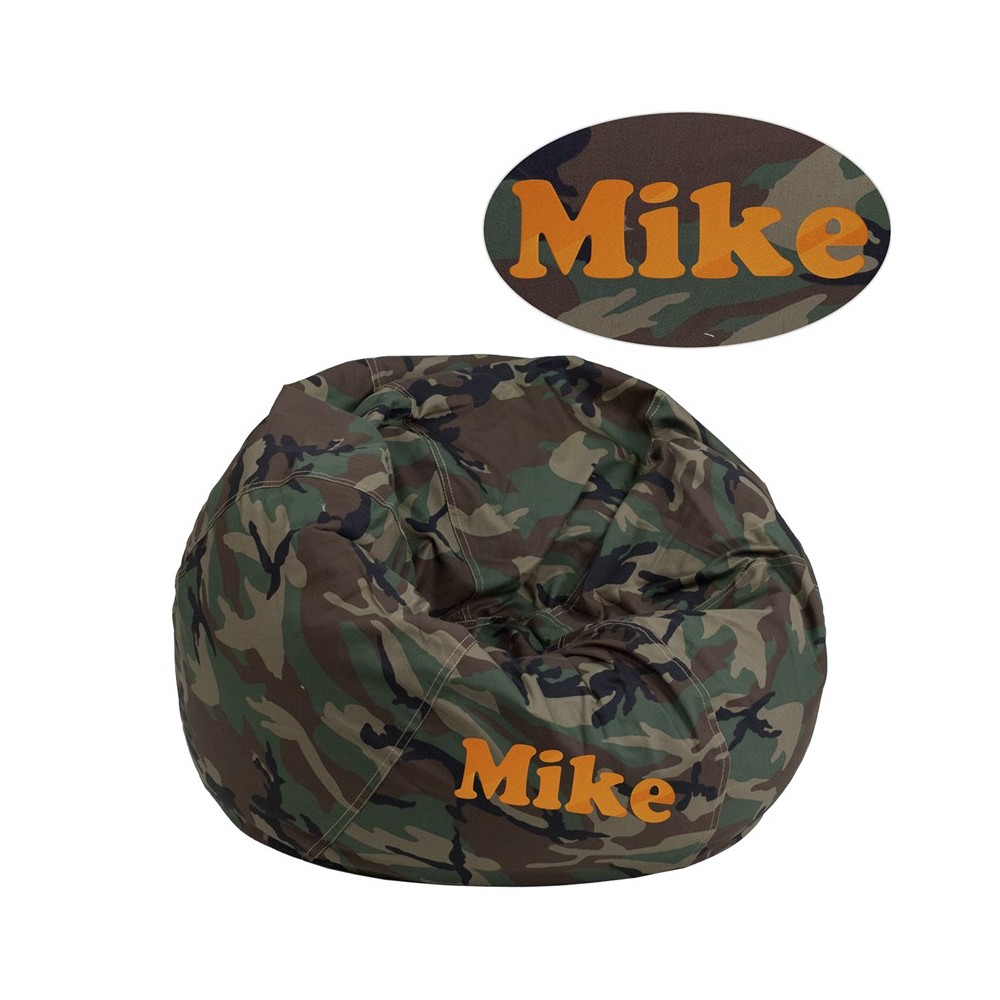 Personalized Small Camouflage Bean Bag Chair for Kids and Teens