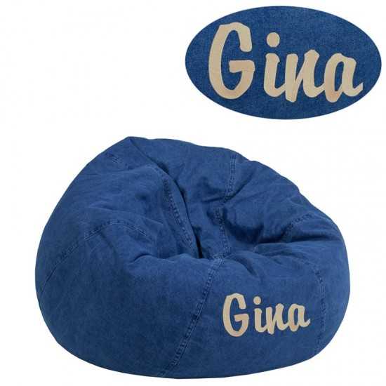 Personalized Small Denim Bean Bag Chair for Kids and Teens