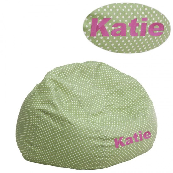 Personalized Small Green Dot Bean Bag Chair for Kids and Teens