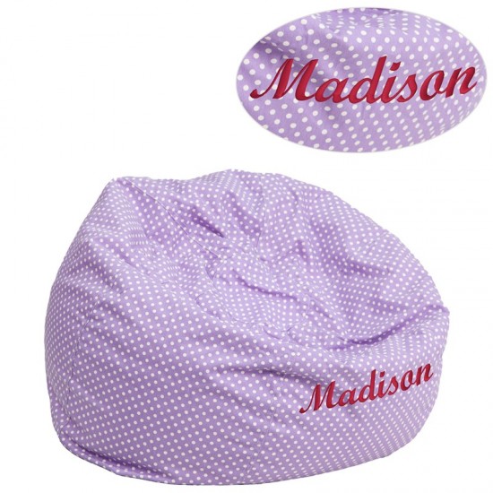 Personalized Small Lavender Dot Bean Bag Chair for Kids and Teens