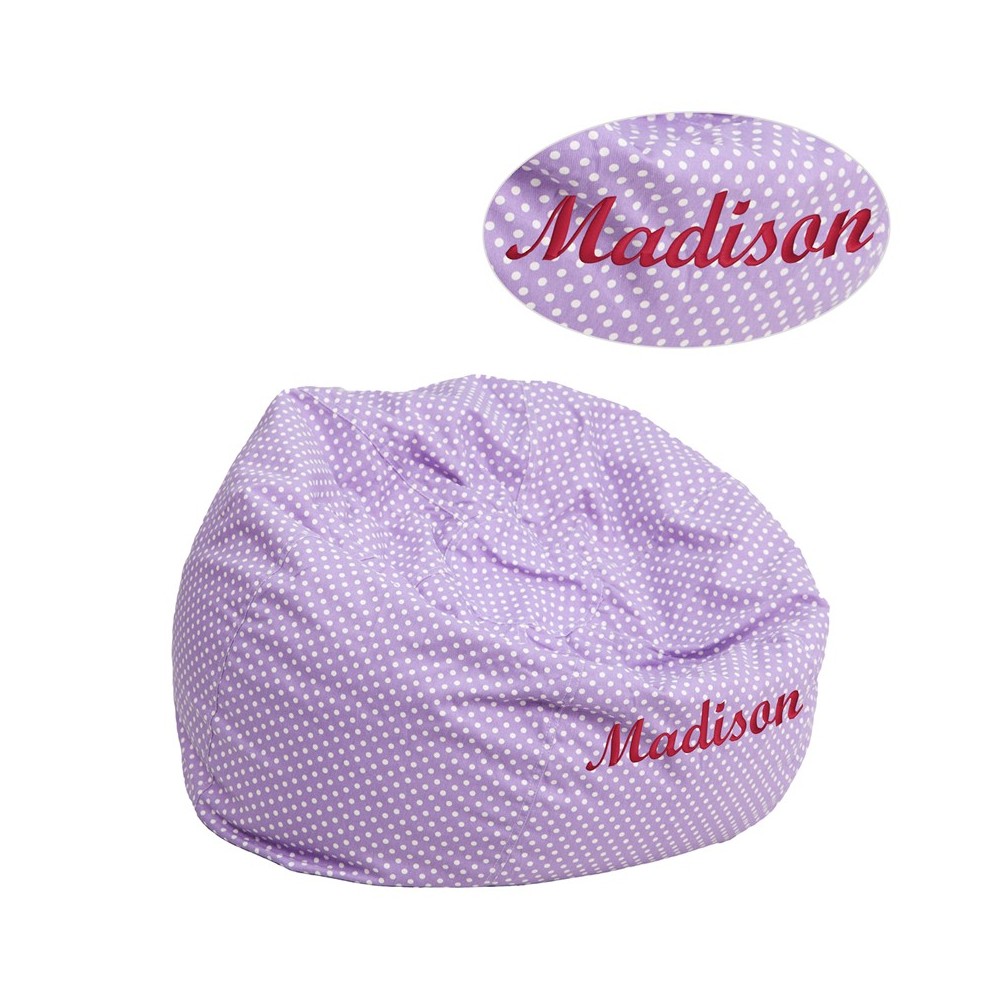 Personalized Small Lavender Dot Bean Bag Chair for Kids and Teens