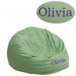 Personalized Small Solid Green Bean Bag Chair for Kids and Teens