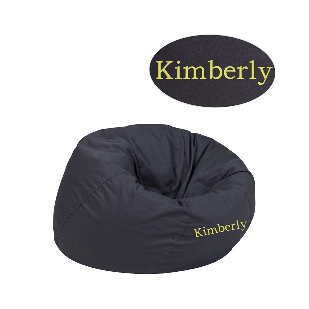 Personalized Small Solid Gray Bean Bag Chair for Kids and Teens