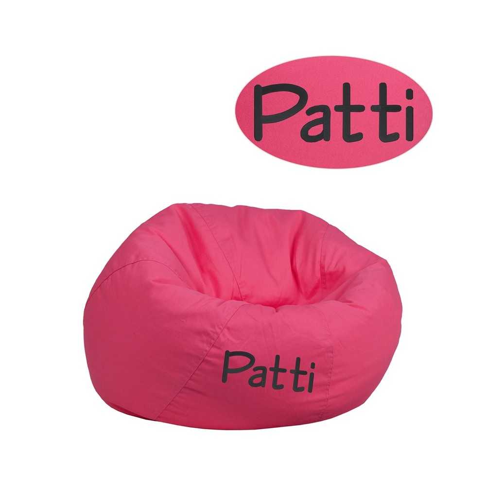 Personalized Small Solid Hot Pink Bean Bag Chair for Kids and Teens