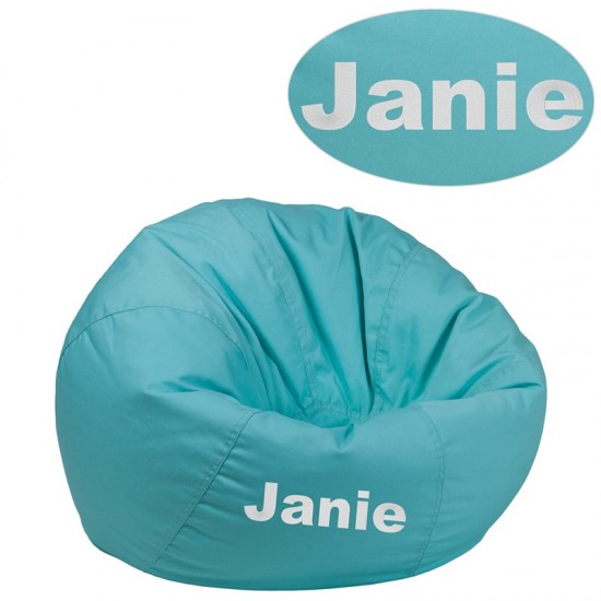 Personalized Small Solid Mint Green Bean Bag Chair for Kids and Teens