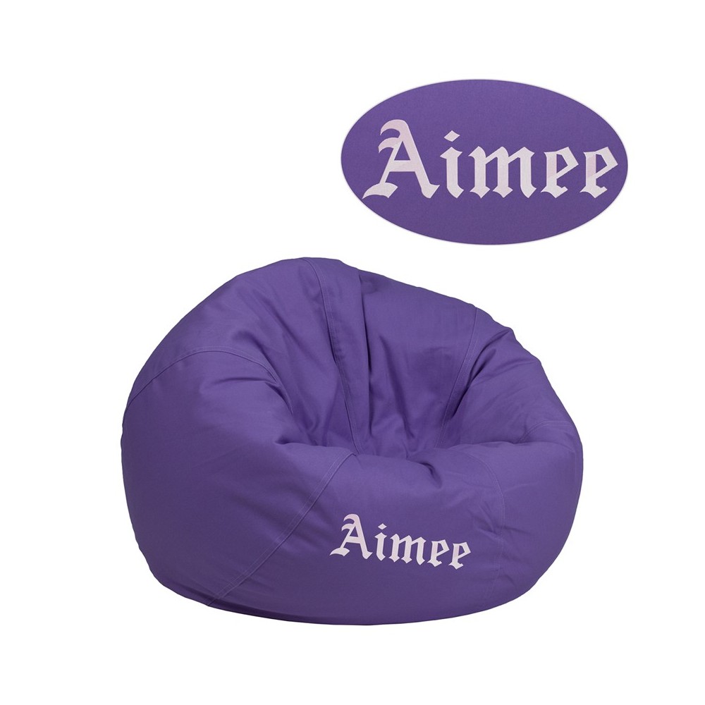 Personalized Small Solid Purple Bean Bag Chair for Kids and Teens