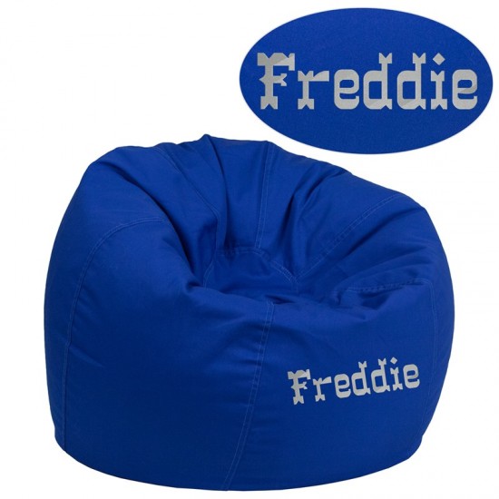 Personalized Small Solid Royal Blue Bean Bag Chair for Kids and Teens