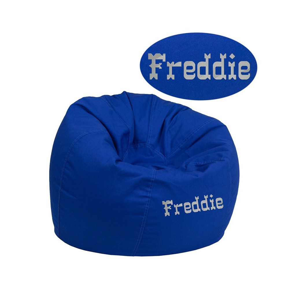 Personalized Small Solid Royal Blue Bean Bag Chair for Kids and Teens