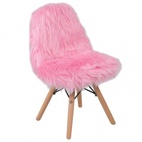 Kids Shaggy Dog Light Pink Accent Chair