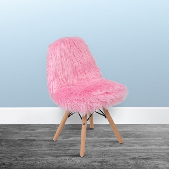 Kids Shaggy Dog Light Pink Accent Chair