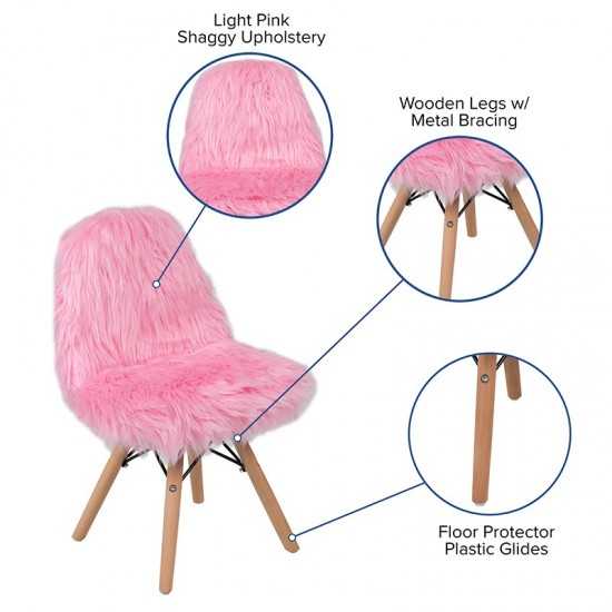 Kids Shaggy Dog Light Pink Accent Chair