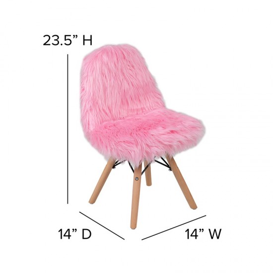 Kids Shaggy Dog Light Pink Accent Chair