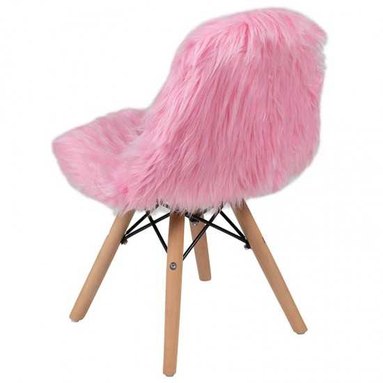Kids Shaggy Dog Light Pink Accent Chair