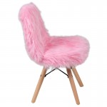 Kids Shaggy Dog Light Pink Accent Chair
