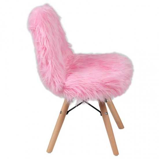 Kids Shaggy Dog Light Pink Accent Chair