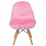 Kids Shaggy Dog Light Pink Accent Chair