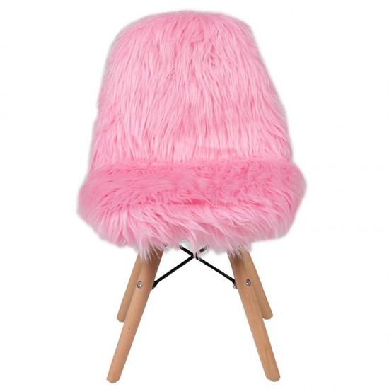Kids Shaggy Dog Light Pink Accent Chair