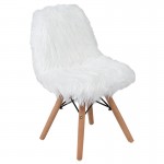 Kids Shaggy Dog White Accent Chair