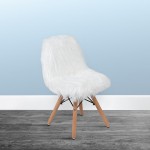 Kids Shaggy Dog White Accent Chair