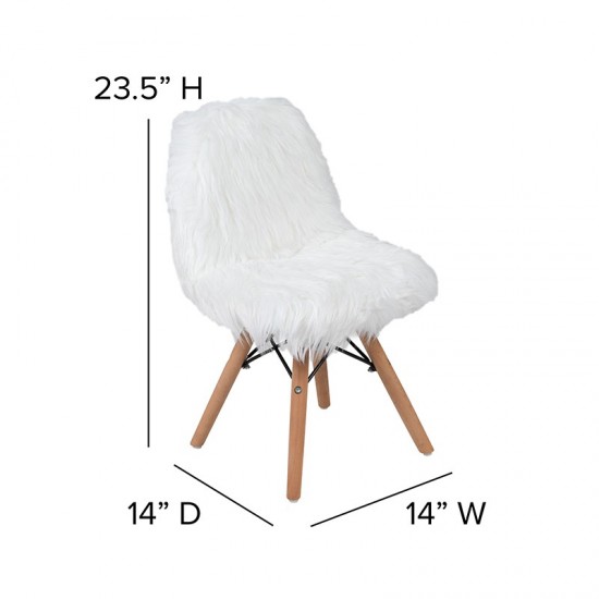 Kids Shaggy Dog White Accent Chair