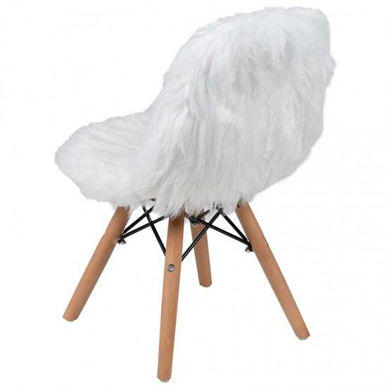 Kids Shaggy Dog White Accent Chair