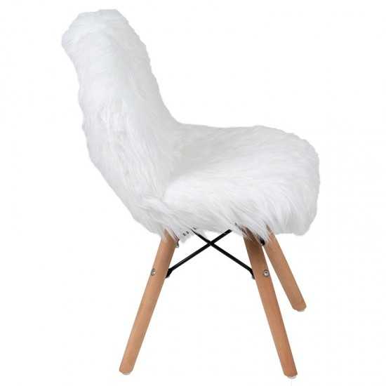 Kids Shaggy Dog White Accent Chair