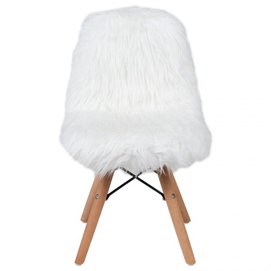 Kids Shaggy Dog White Accent Chair