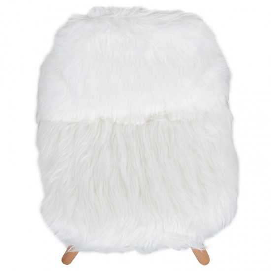 Kids Shaggy Dog White Accent Chair