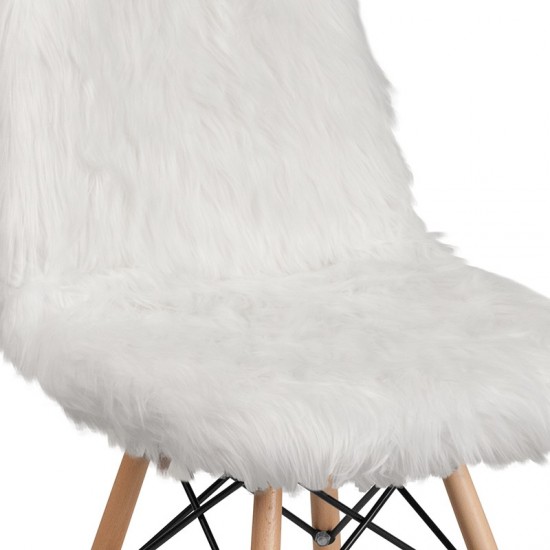 Shaggy Dog White Accent Chair
