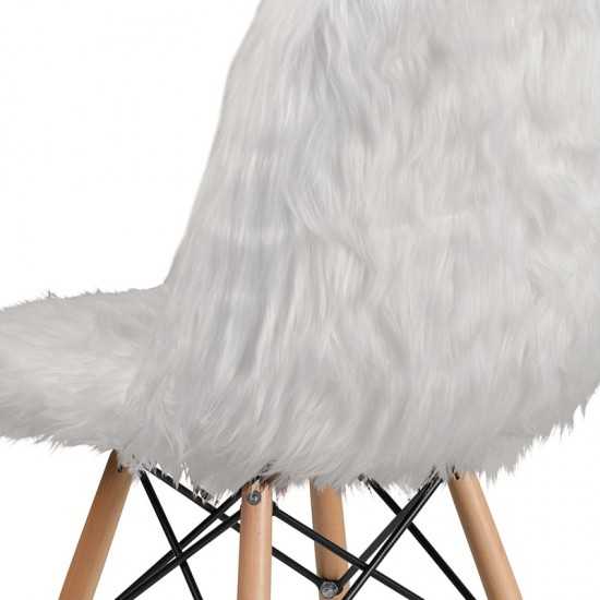 Shaggy Dog White Accent Chair