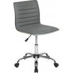 Low Back Designer Armless Light Gray Ribbed Swivel Task Office Chair