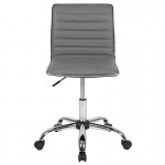 Low Back Designer Armless Light Gray Ribbed Swivel Task Office Chair