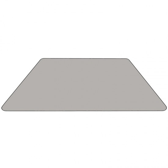 Mobile 29''W x 57''L Trapezoid Grey HP Laminate Activity Table - Standard Height Adjustable Legs