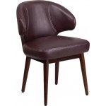 Comfort Back Series Burgundy LeatherSoft Side Reception Chair with Walnut Legs