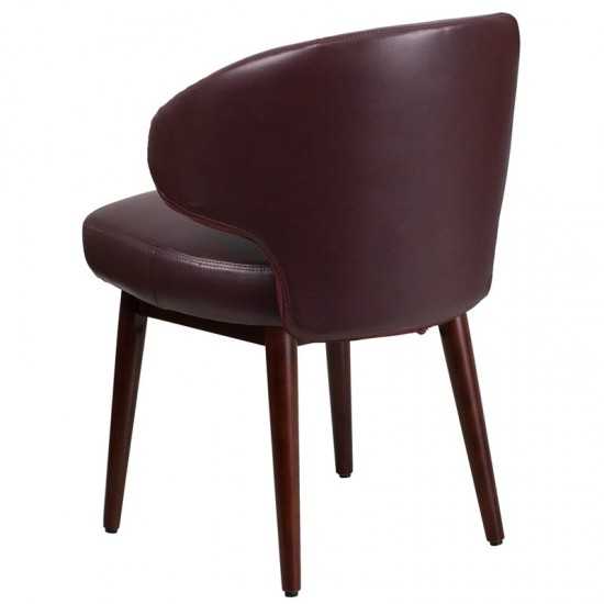 Comfort Back Series Burgundy LeatherSoft Side Reception Chair with Walnut Legs