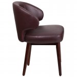 Comfort Back Series Burgundy LeatherSoft Side Reception Chair with Walnut Legs