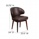 Comfort Back Series Brown LeatherSoft Side Reception Chair with Walnut Legs