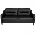 Newton Hill Upholstered Bustle Back Sofa in Black LeatherSoft