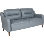 Newton Hill Upholstered Bustle Back Sofa in Gray LeatherSoft