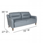 Newton Hill Upholstered Bustle Back Sofa in Gray LeatherSoft