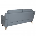 Newton Hill Upholstered Bustle Back Sofa in Gray LeatherSoft