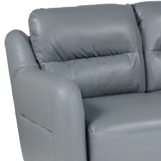 Newton Hill Upholstered Bustle Back Sofa in Gray LeatherSoft