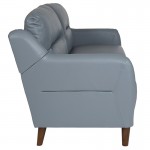 Newton Hill Upholstered Bustle Back Sofa in Gray LeatherSoft