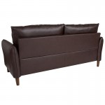 Milton Park Upholstered Plush Pillow Back Sofa in Brown LeatherSoft