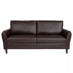 Milton Park Upholstered Plush Pillow Back Sofa in Brown LeatherSoft